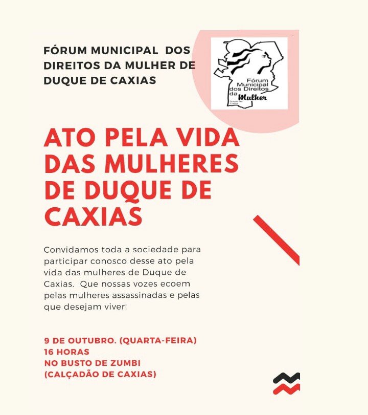 Leia mais sobre o artigo CAMTRA DIVULGA: Ato Pela Vida das Mulheres de Duque de Caxias!