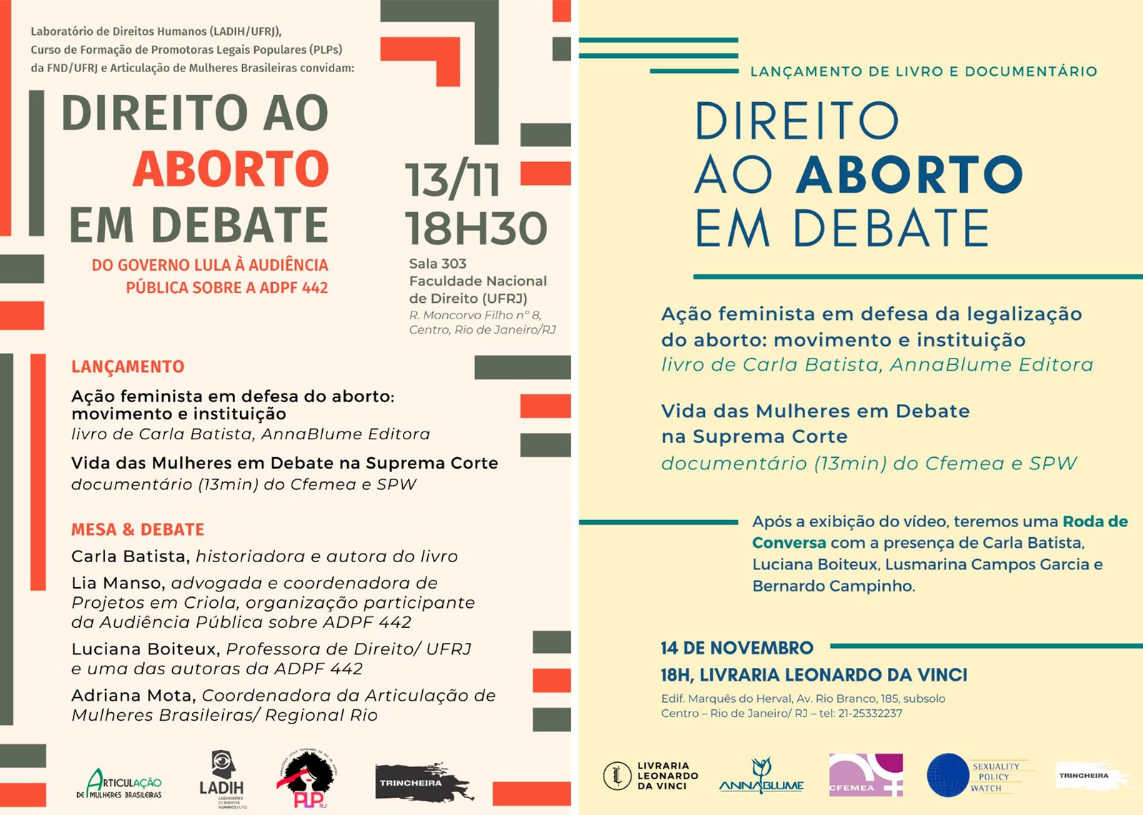 Leia mais sobre o artigo CAMTRA DIVULGA:  Debate – Direito ao Aborto e Lançamentos