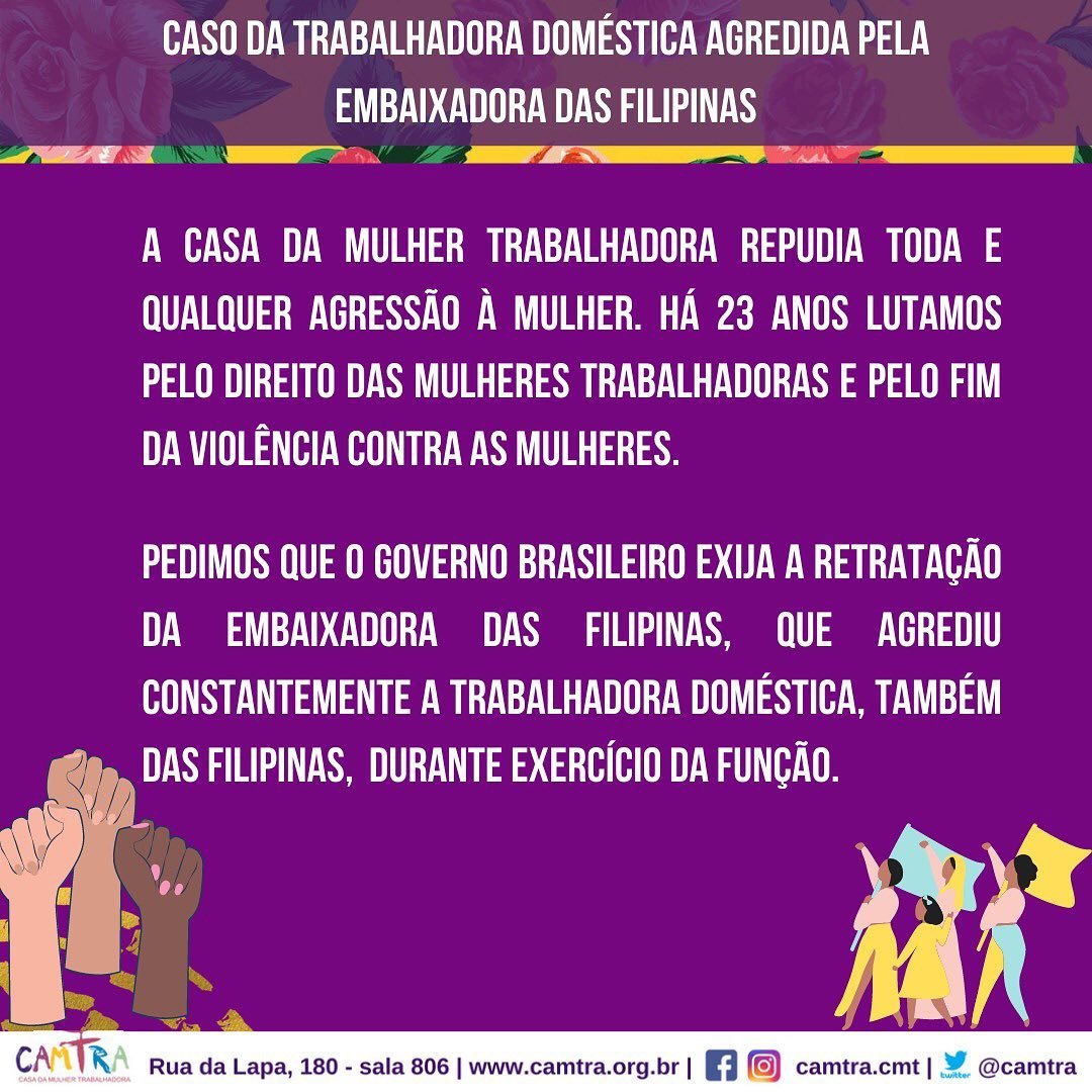 Leia mais sobre o artigo Caso Trabalhadora Doméstica Agredida pela Embaixadora das Filipinas