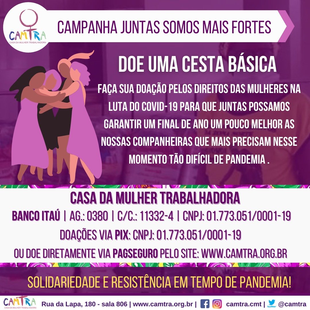 Você está visualizando atualmente Campanha Juntas Somos Mais Fortes – Doe Uma Cesta Básica