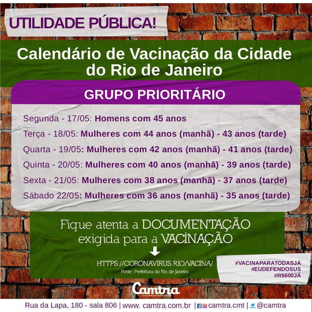 Leia mais sobre o artigo Calendário de Vacinação cidade do Rio de Janeiro