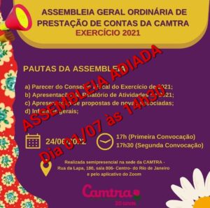 Leia mais sobre o artigo Adiamento Assembleia Geral Ordinária de Prestação de Contas do Exercício de 2021